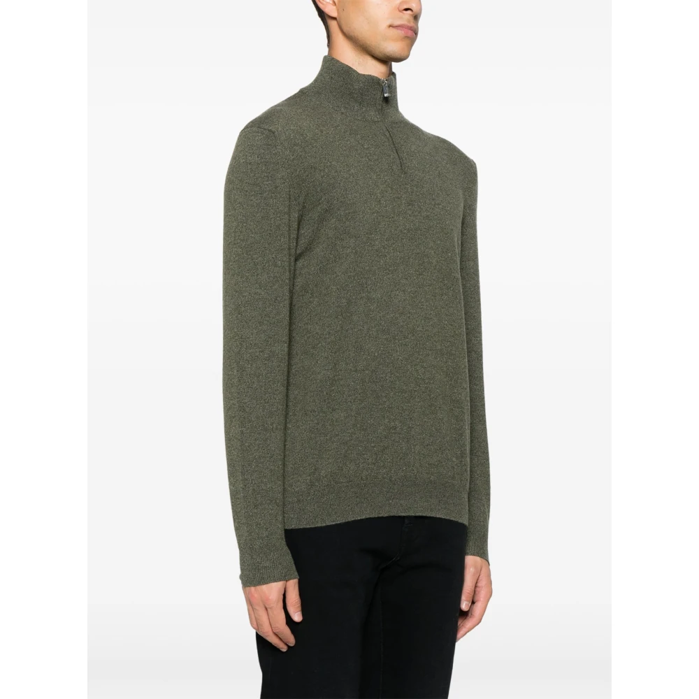 Fedeli Luxe Cashmere Half-Zip Gebreide kleding Green Heren