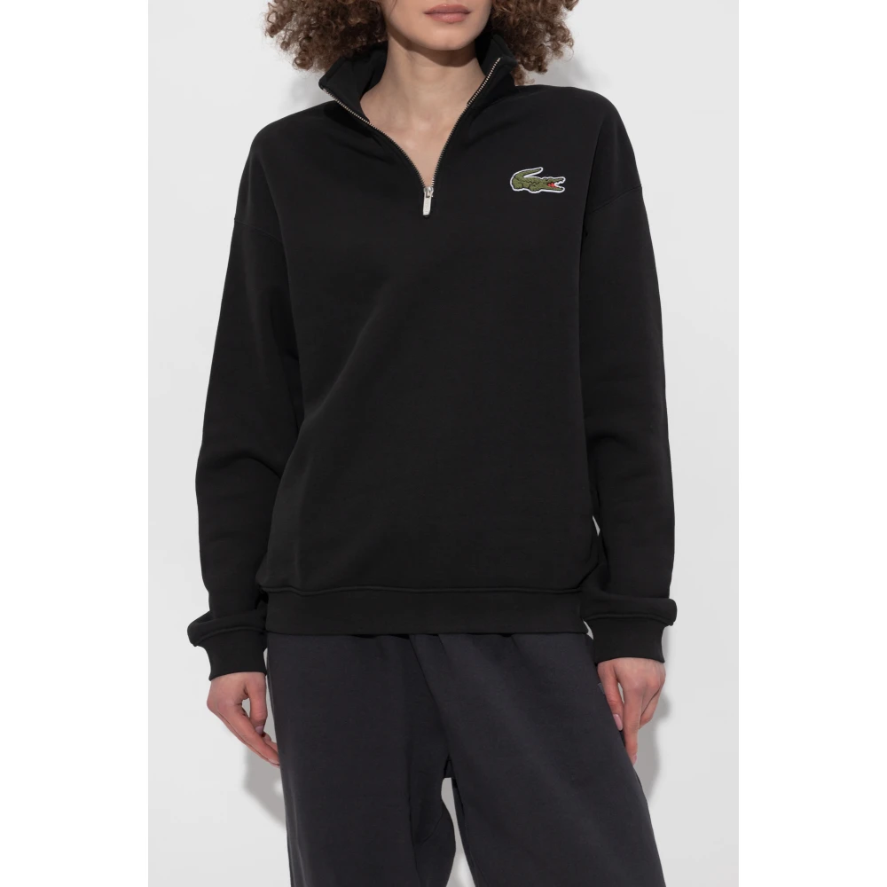 Lacoste Sweatshirt met opstaande kraag Black Dames
