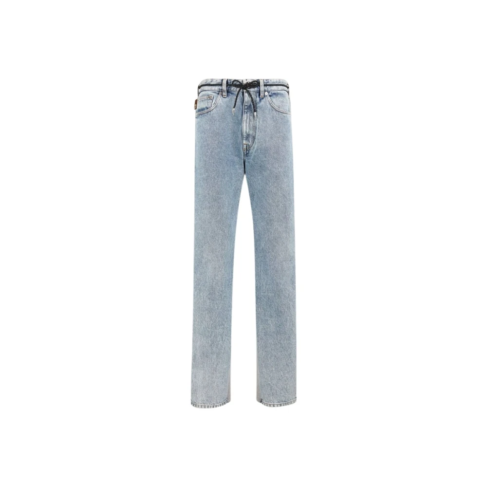 Roberto Cavalli Men's Blue Straight Fit Jeans, W38, Patchwork-Print Drawstring Trousers