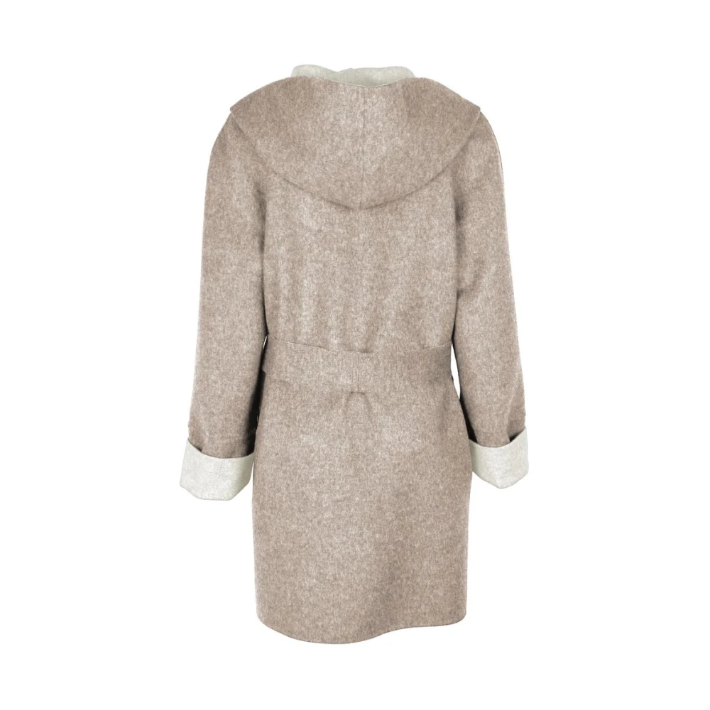 Made in Italia Beige Wollen Jas met Capuchon Beige Dames