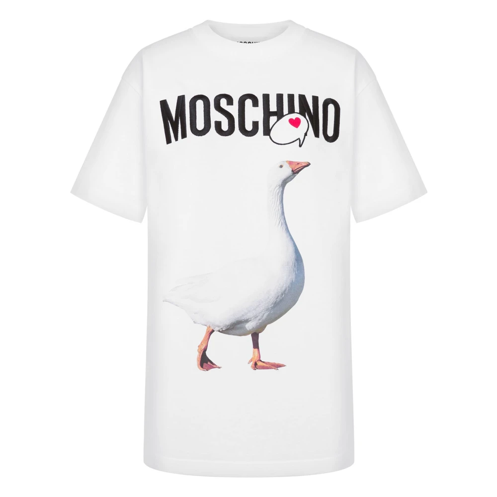 Moschino Eend Print Crew Neck T-shirt White Dames