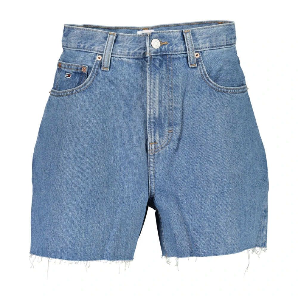 Tommy Hilfiger Blå Denim Hot Pant Fransad Shorts Blue, Dam