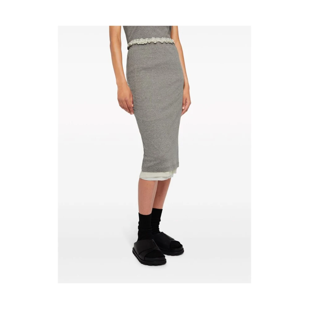 Jil Sander Grijze Jersey Gerimpelde Rok Gray Dames