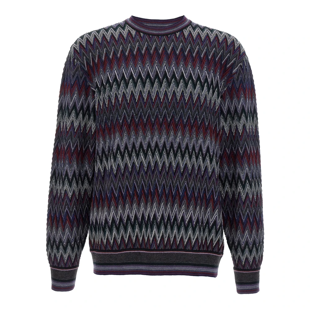 Missoni Men's Multicolor Zigzag Wool Jumper - Round-Neck Knitwear - 2XL - Knitwear