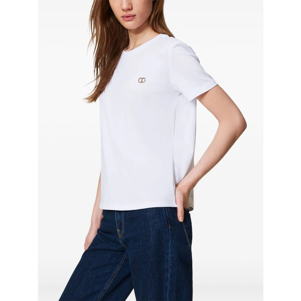 Twinset Witte T-shirts en Polos met Logo White Dames