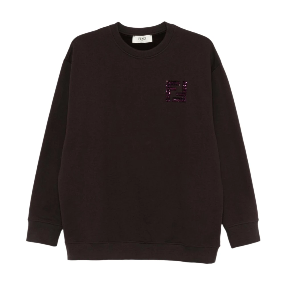 Fendi Paarse Strass Sweatshirt Brown Dames