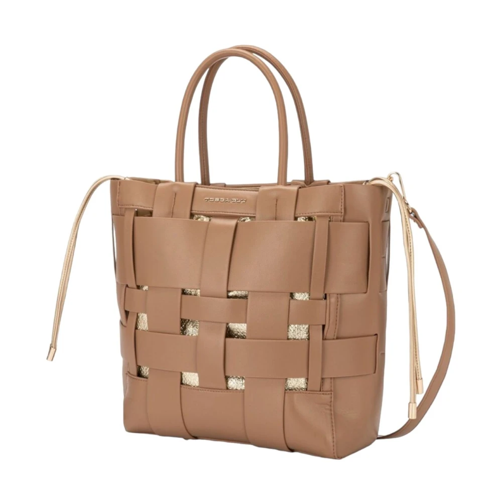 Tosca Blu Handtas Elegante Leren Tote Tas Brown Dames