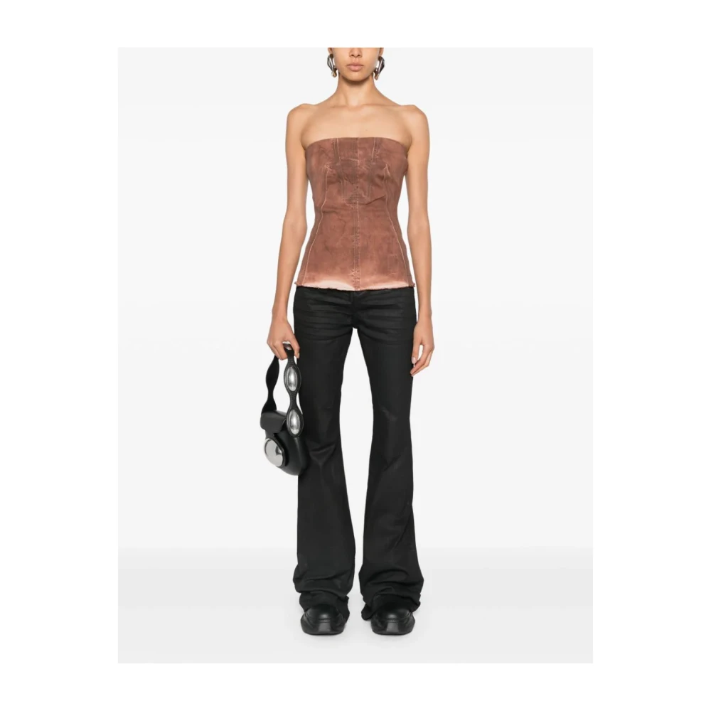 Rick Owens Zwarte High Waisted Slim Fit Jeans Black Dames
