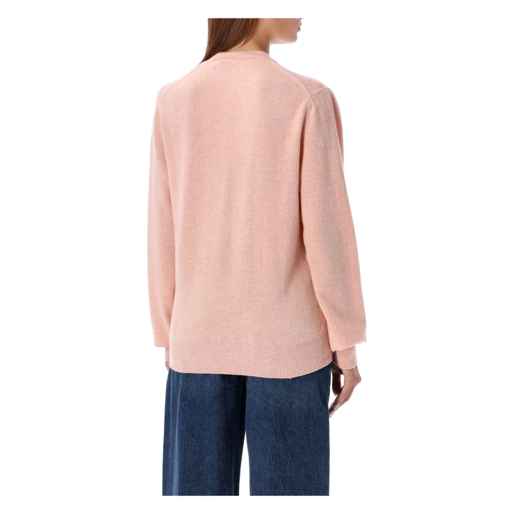 Comme des Garçons Lichtroze Gebreide Trui met Rode Hart Patch Pink Dames