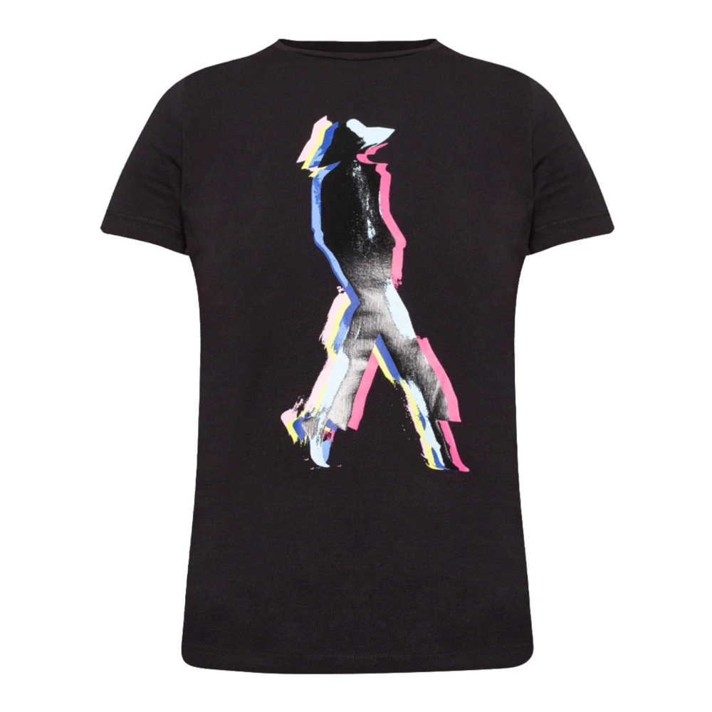 Emporio Armani Katoenen T-shirt met korte mouwen en multicolor print Black Dames