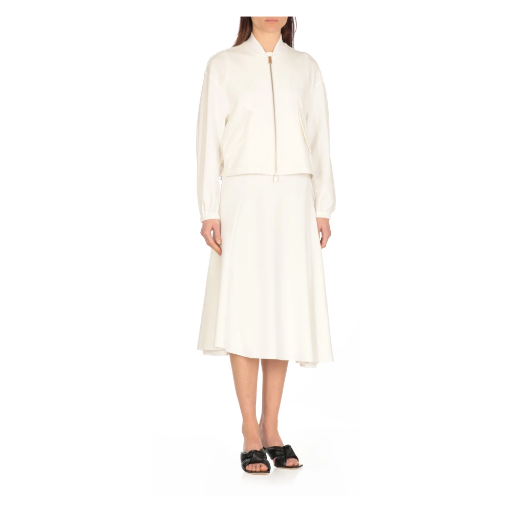 Fabiana Filippi Witte Bomberjack met Ronde Halslijn White Dames