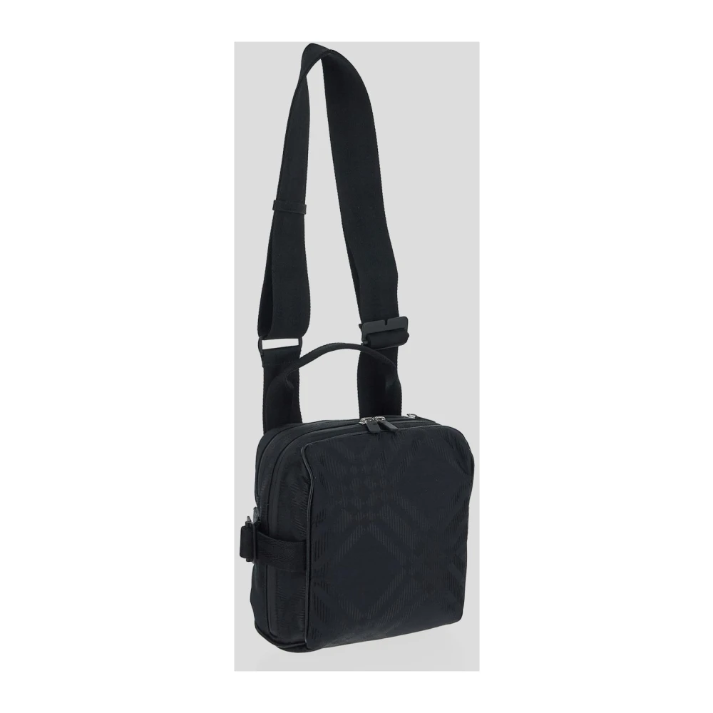 Burberry Jacquard Crossbody Tas van Polyamide Black Heren