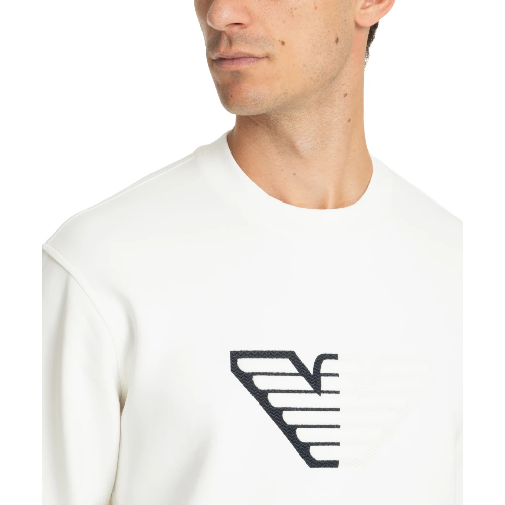 Emporio Armani Effen Logo Geborduurde Sweatshirt White Heren