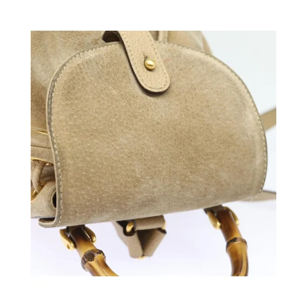 Gucci Vintage Pre-owned Suede backpacks Beige Dames
