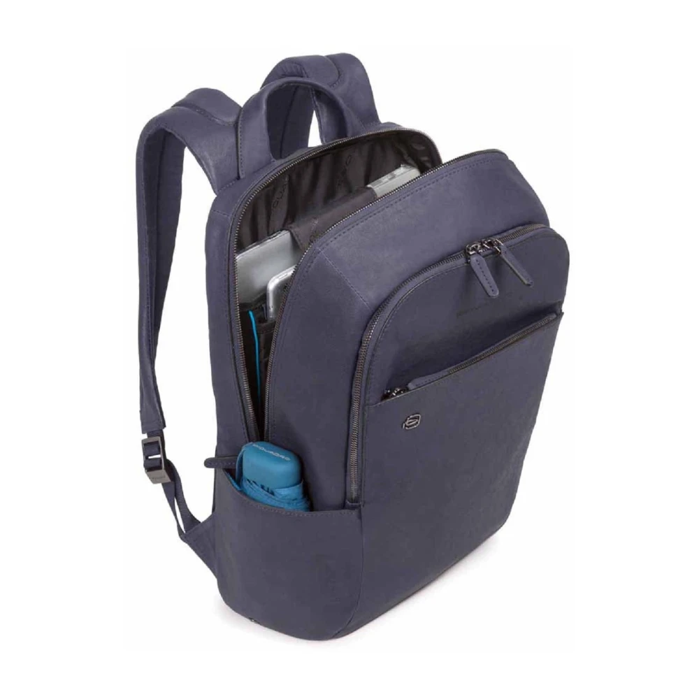 Piquadro Stijlvolle leren rugzak met gewatteerd compartiment Blue Heren