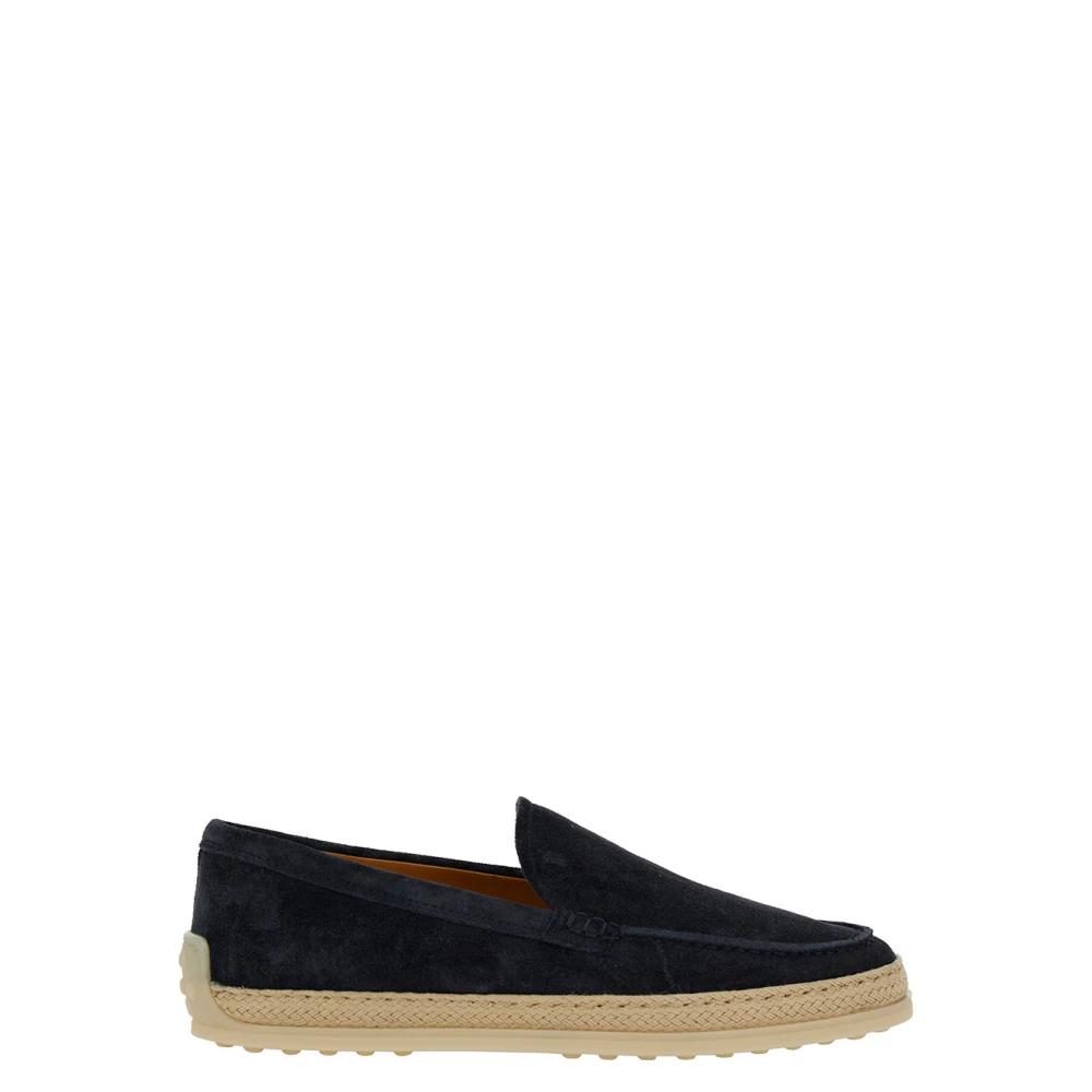 Tod's Svarta Slip-on Loafers med Rafia-detalj Black, Dam