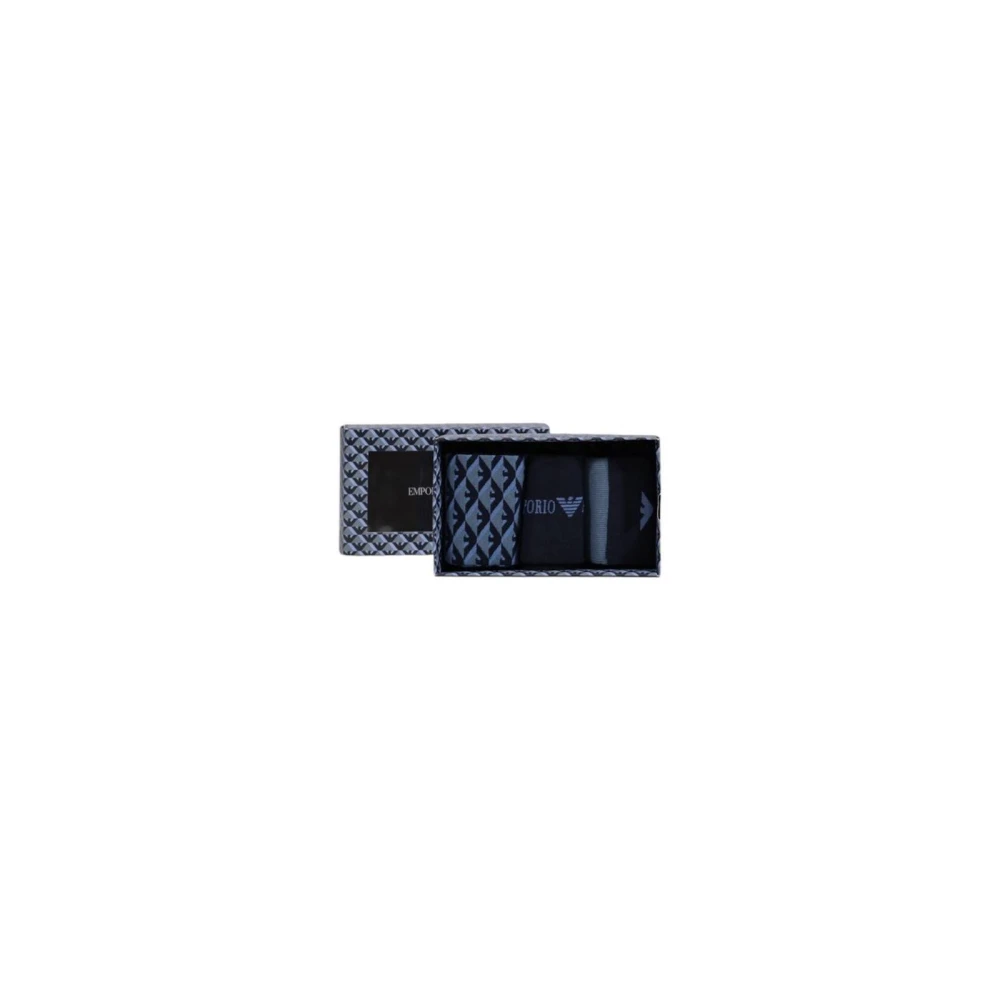 Emporio Armani Blauwe Katoenen Crew Sokken Blue Heren