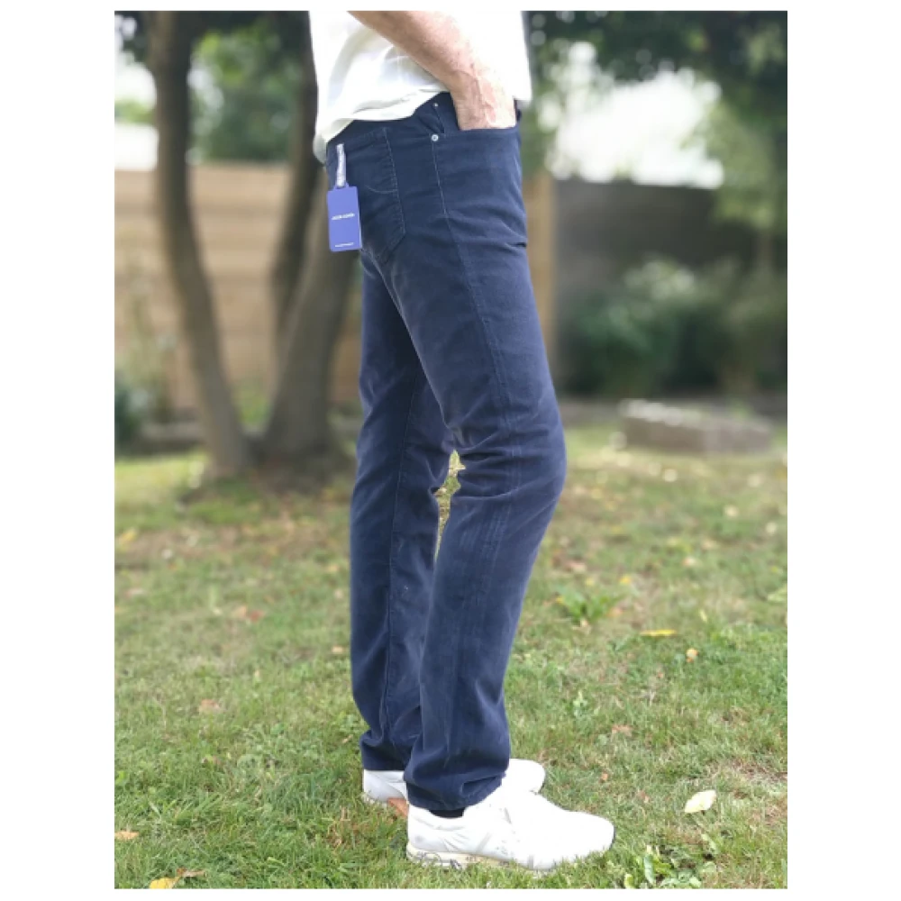 Jacob Cohën Zachte Slim Fit Fluwelen Broek Blue Heren