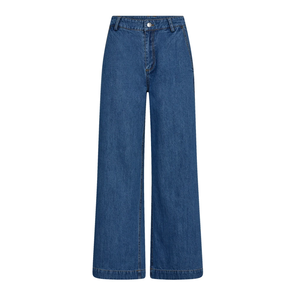 Co'Couture Wijde Pijp Donkere Denim Broek Blue Dames