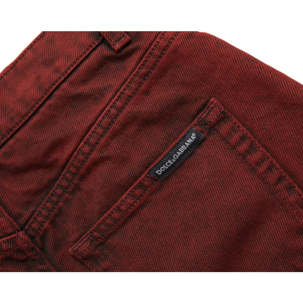 Dolce & Gabbana Rode Hoge Taille Denim Hot Pants Shorts Red Dames