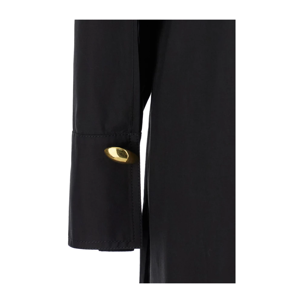 Federica Tosi Zwarte lange blouse met metalen details Black Dames