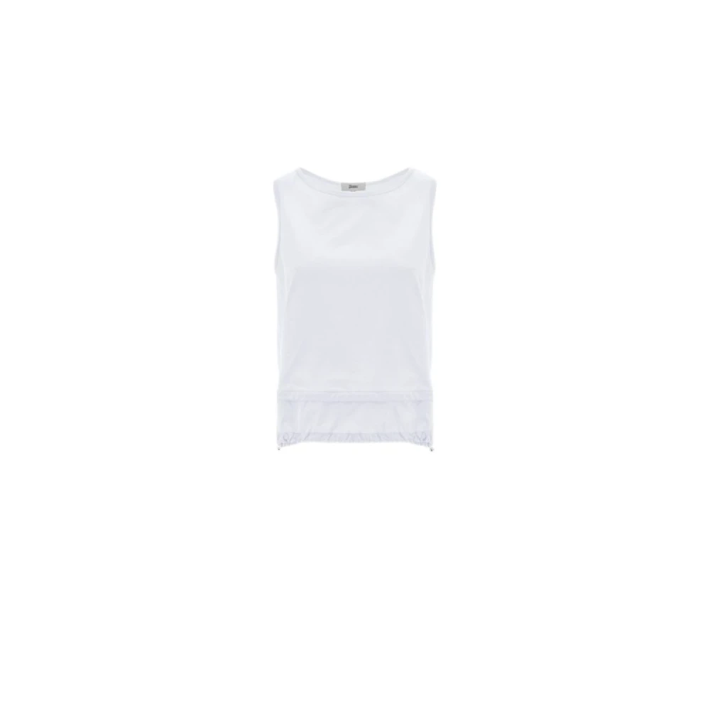 Herno Gestructureerd Mouwloos T-Shirt met Gerimpelde Peplum White Dames