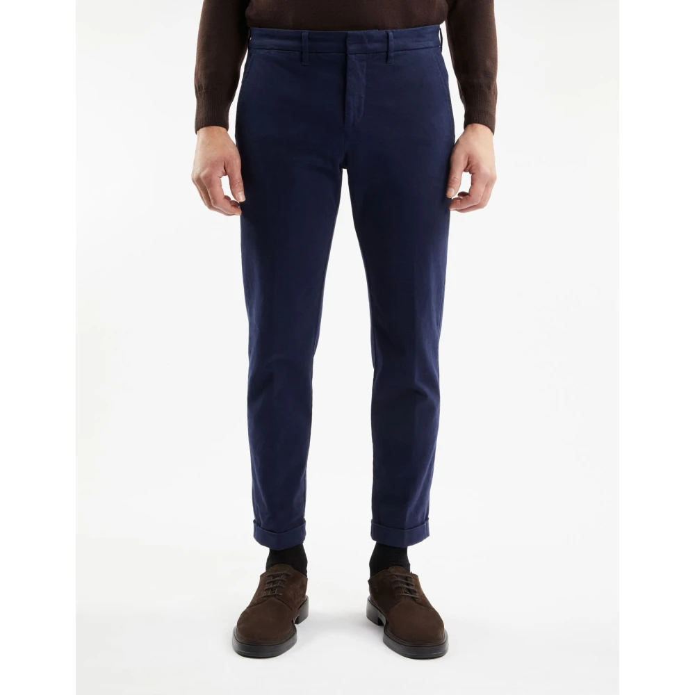 Fay Slim Gabardine Broek Blue Heren