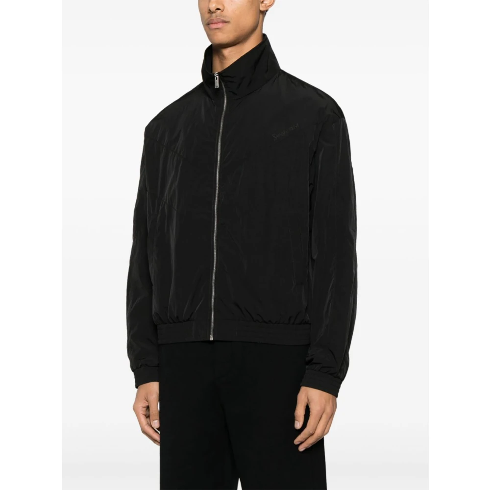 Saint Laurent Zwarte Wollen Jas Black Heren