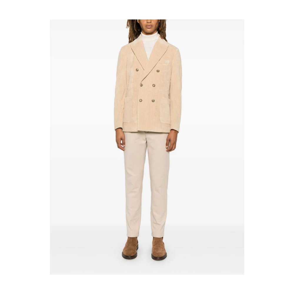 Circolo 1901 Beige Corduroy Double-Breasted Jas Beige Heren