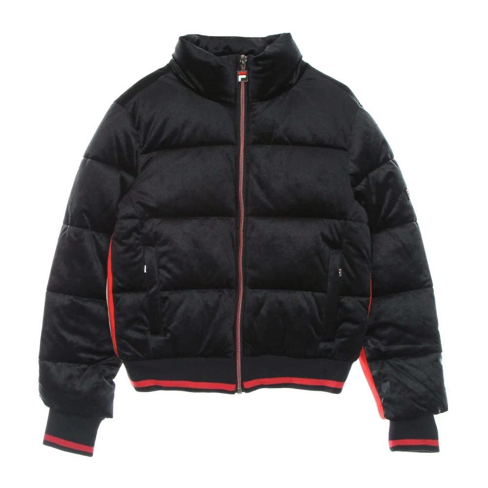 Fila Svart Cropped Puff Jacka med Hög Krage Black, Dam