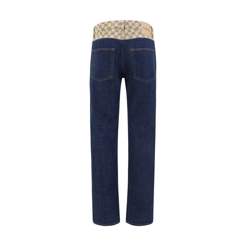 Gucci Nieuwe Taps Toelopende Jeans met GG-patroon Blue Heren