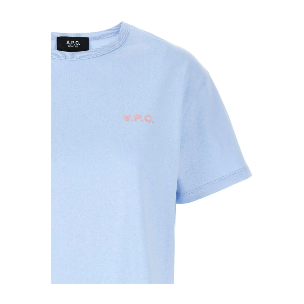 A.p.c. Boxy Petit Logo Print T-Shirt Blue Dames