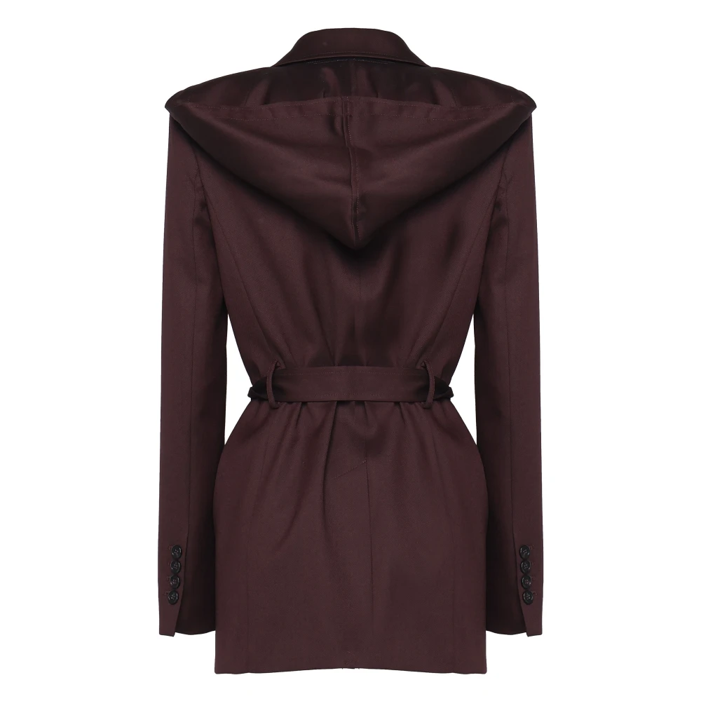 pinko Bordeaux Flanellen Jas met Technische Riem Red Dames