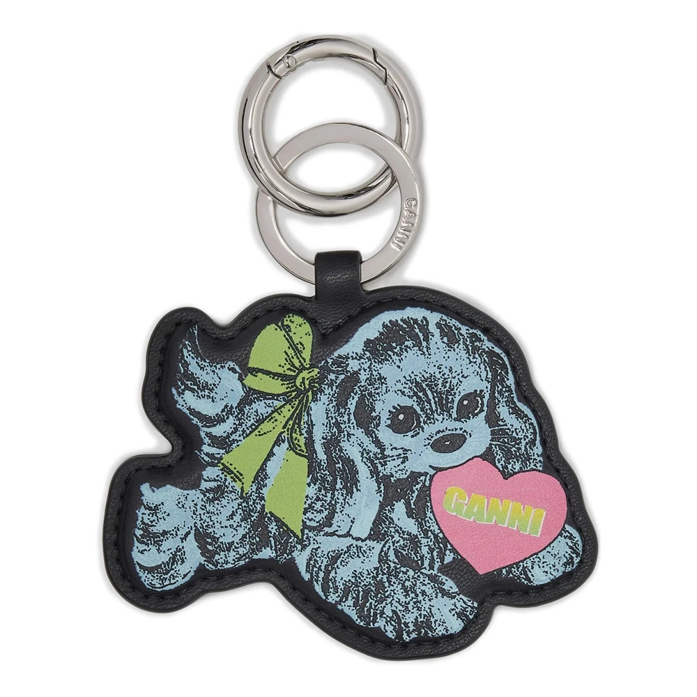 Ganni Blue Keychains, Female, One Size, Leather Dog Keychain