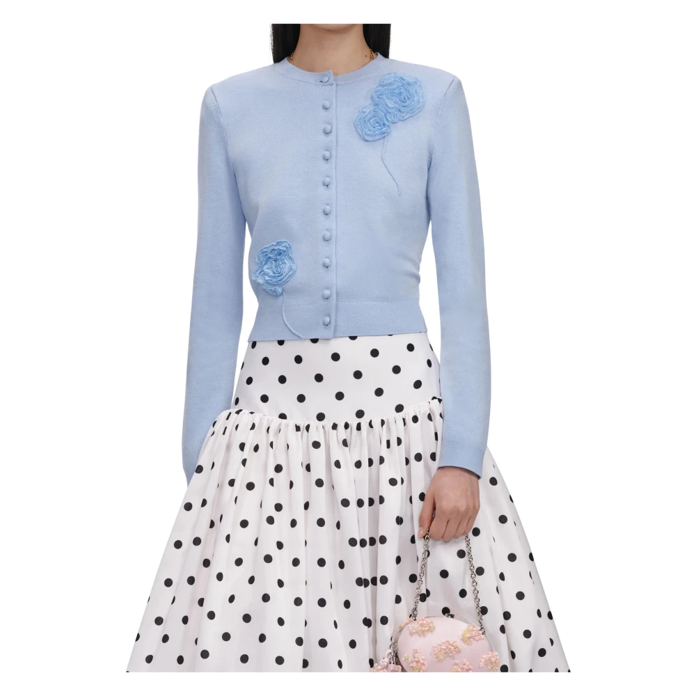 Self Portrait Blue Flower Knit Cardigan - Female - Cardigans - Blue - Xs - Knitwear - Image 3