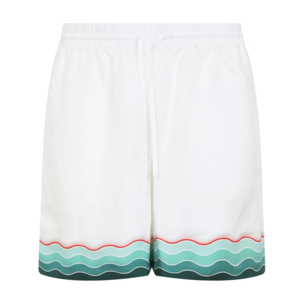 Casablanca Men's White Mpf25tr01203 Monogram Gradient Bermudas - Casual Shorts - L - Shorts
