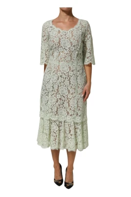 Floral Lace Trim Midi Dress