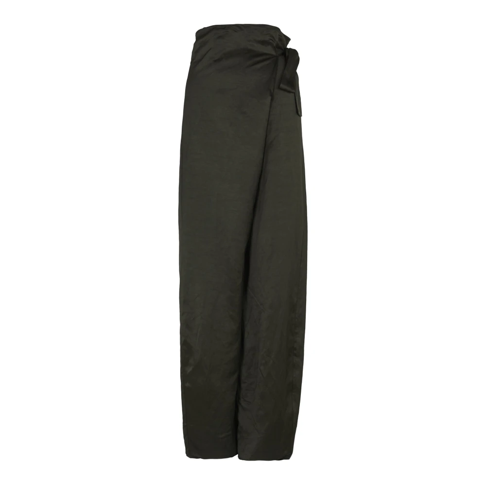 Cortana Wrap Linnen Viscose Broek Black Dames