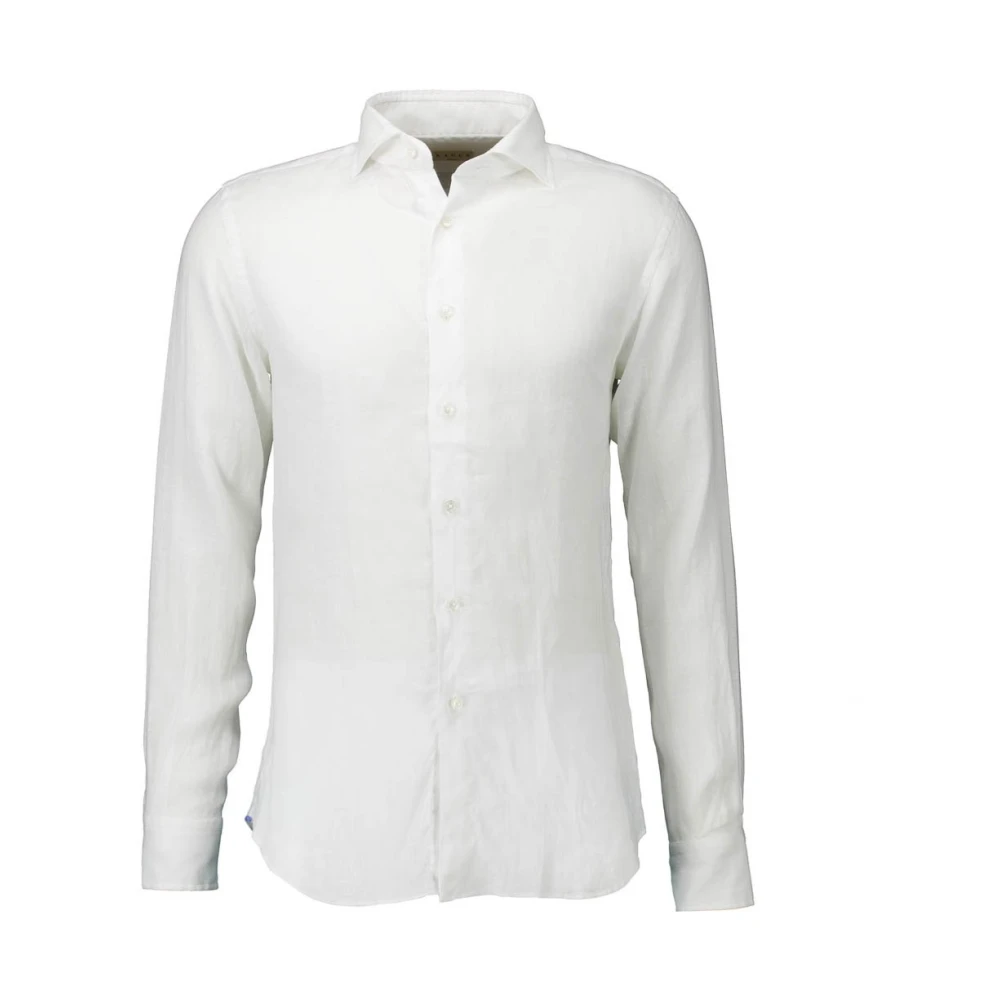 Xacus Witte Linnen Slim Fit Overhemd White Heren