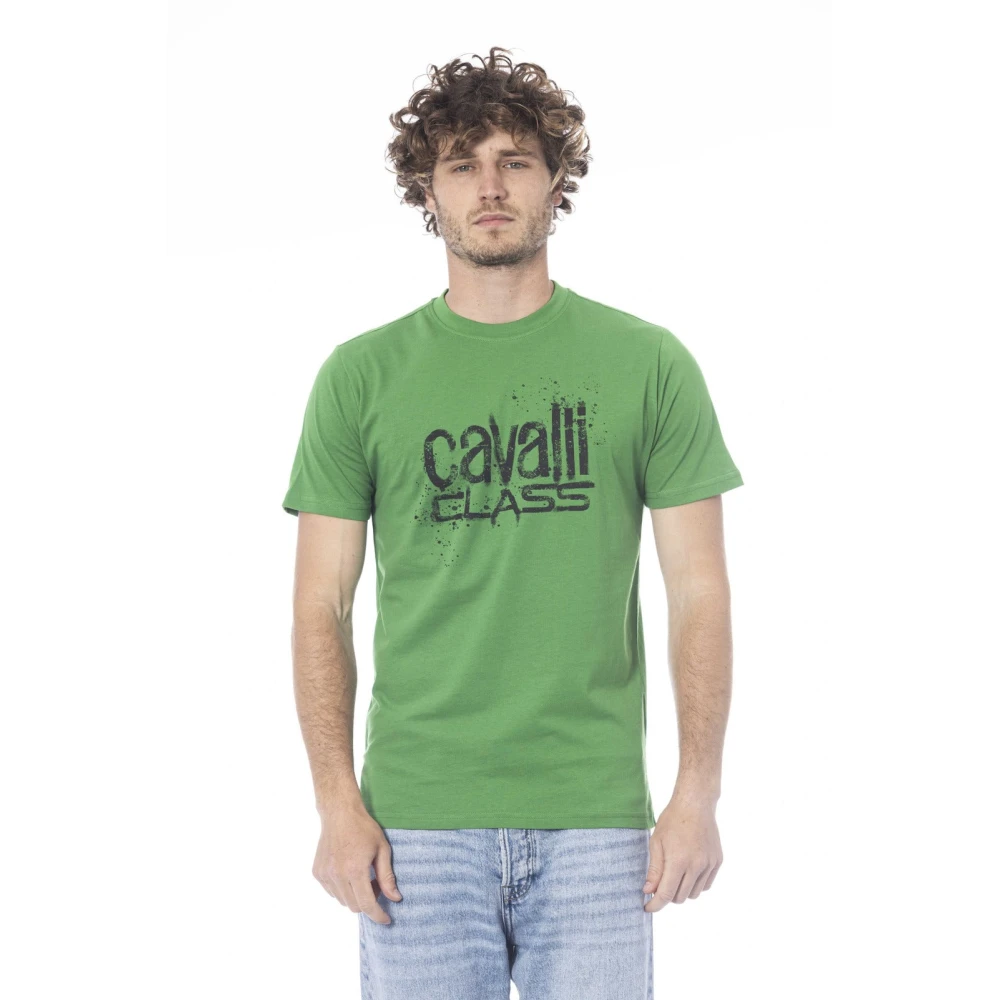 Cavalli Class Korte mouw T-shirt met logo print Green Heren