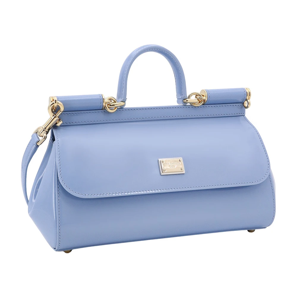 Dolce & Gabbana Langwerpige Handtas met Logoplaat Blue Dames