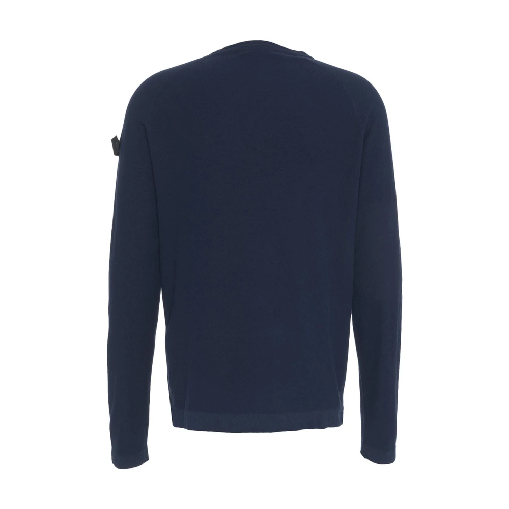 Peuterey Blauwe Gebreide Trui met Afneembaar Logo Blue Heren