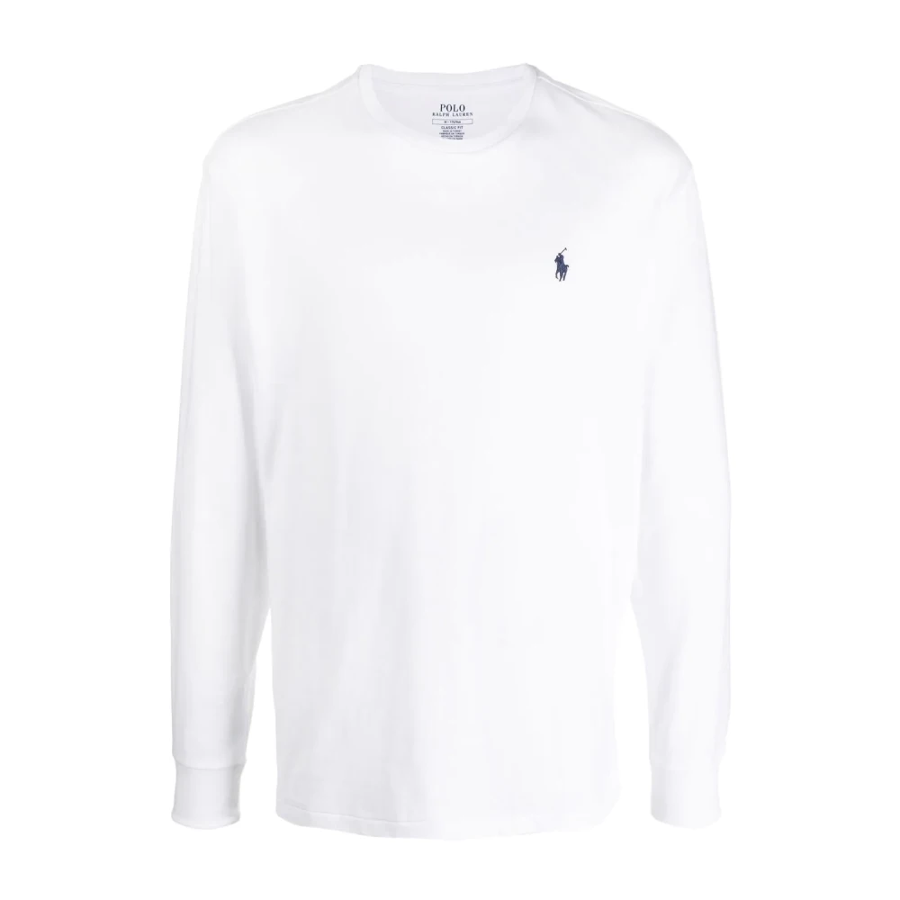 Ralph Lauren Geborduurd Katoenen Longsleeve T-shirt White Heren