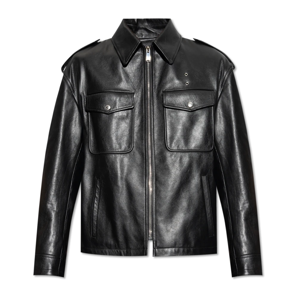 Alexander mcqueen Moderne Zwarte Leren Jas Black Heren