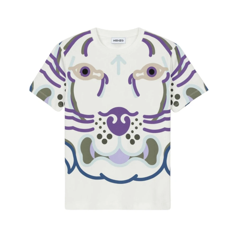 Kenzo Vit T-shirt med färgglad tryck White, Dam