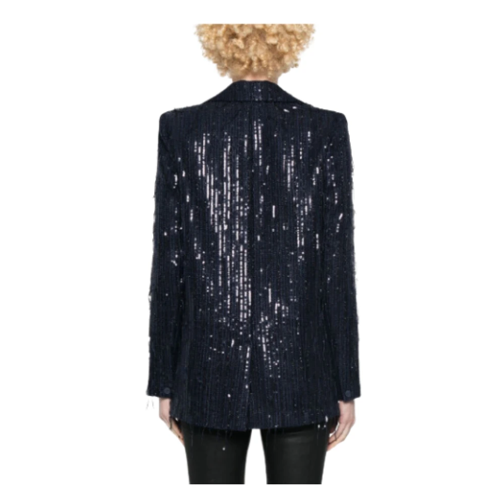 Federica Tosi Navy Pailletten Blazer Blue Dames