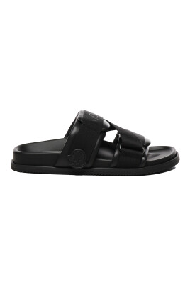black-polyester-logo-sandals-italy