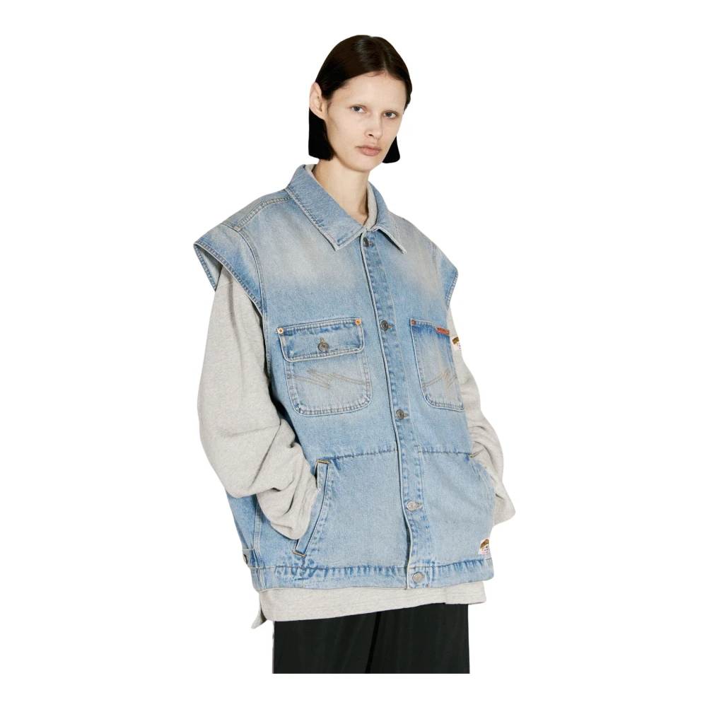 Martine Rose Homme Bleu - Gilet En Denim Avec Poches - Vestes - Taille: Xs