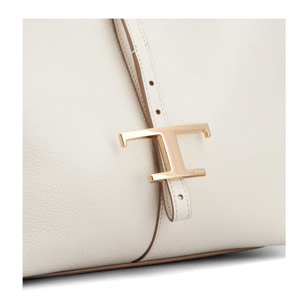 TOD'S Witte leren schoudertas met hanger White Dames