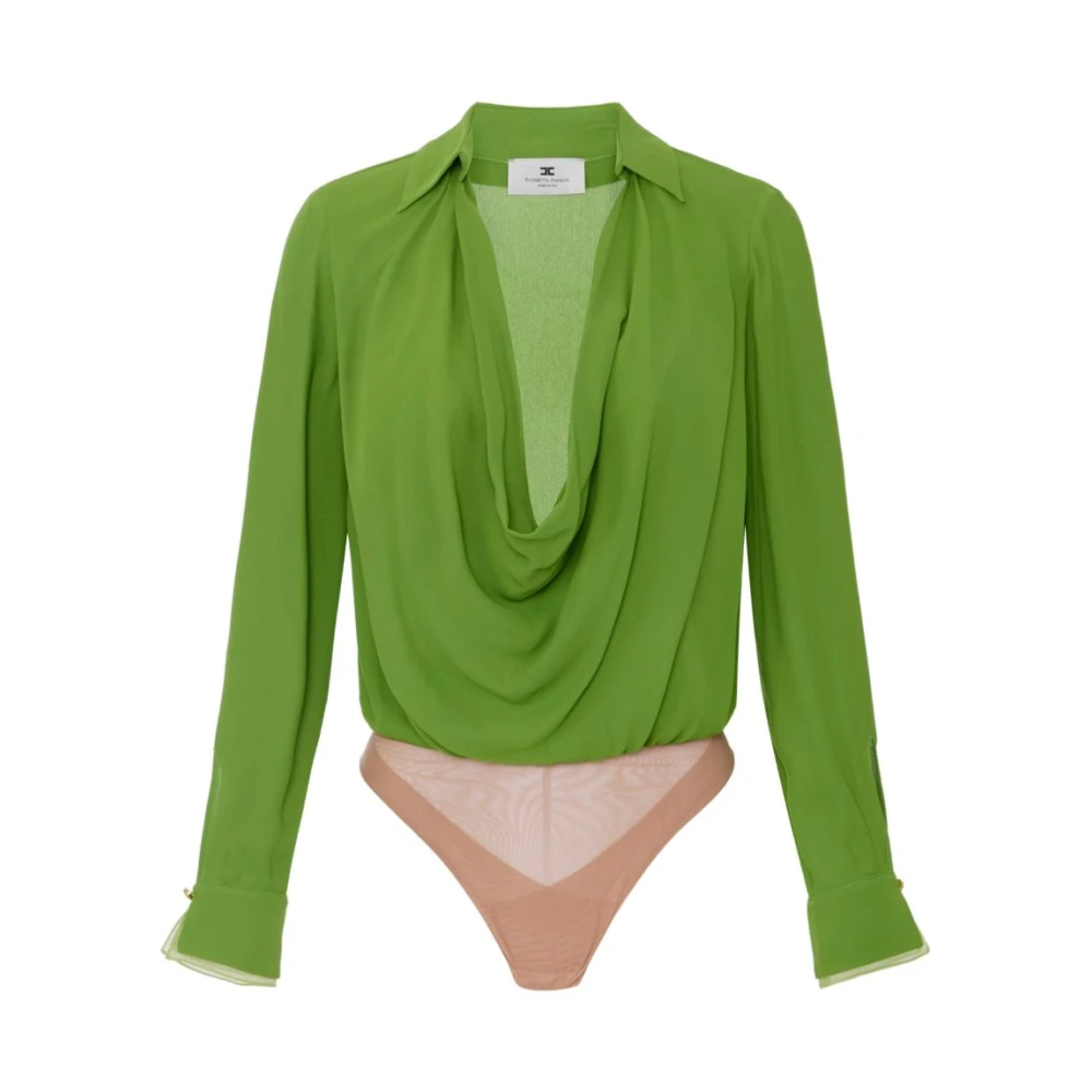 Elisabetta Franchi Women's Green Body In Georgette Di Viscosa - Full-Body - S - Tops